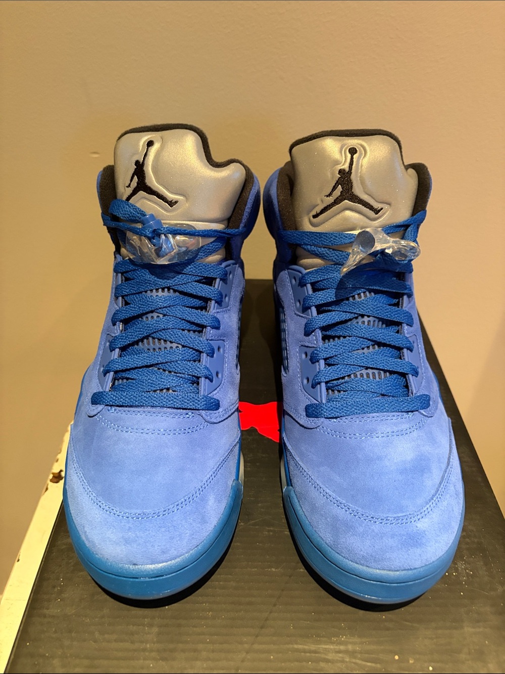 Jordan Men’s High-Top Sneakers in Bright Blue with Silver Tongue